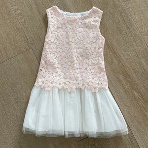 Harrods pink laced flower dress with white bottom girls dress! Size 6